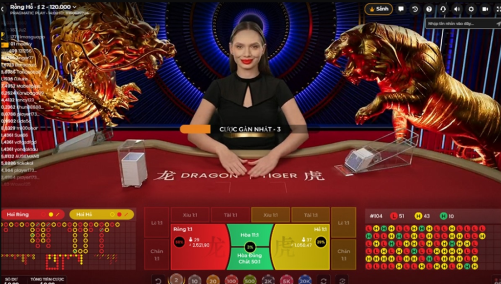 Rồng Hổ 3WIN – Sảnh Live Casino Đẳng Cấp, Thưởng Lớn 1 Giao diện chơi rồng hổ tại sảnh live casino của 3WIN